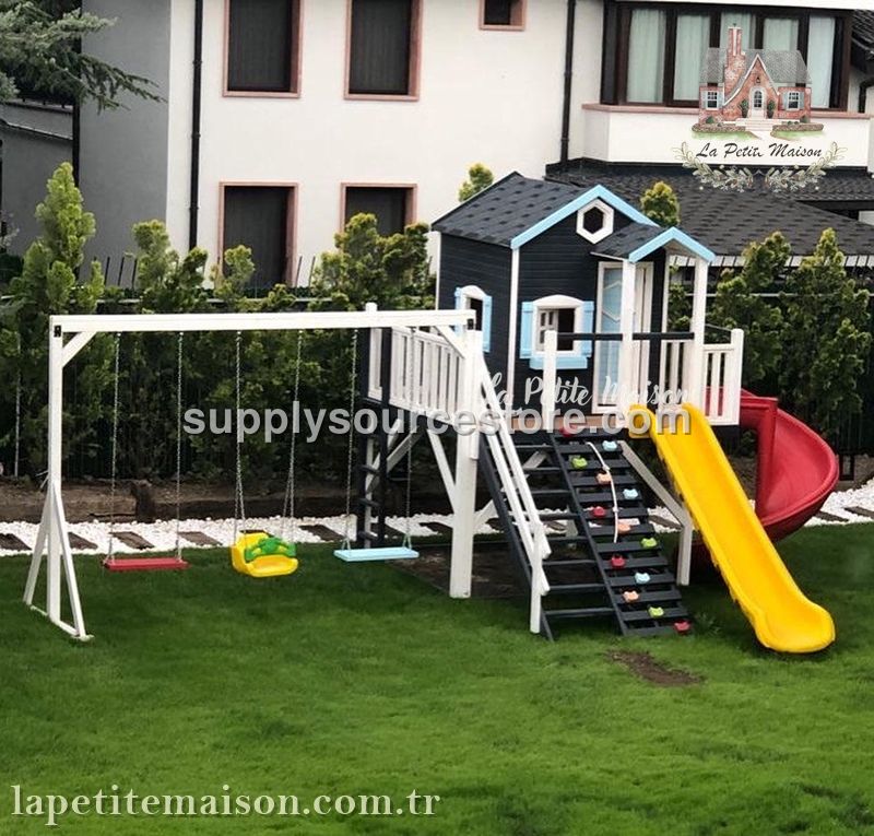 Painted Backyard Playset With Multiple Slides 2104