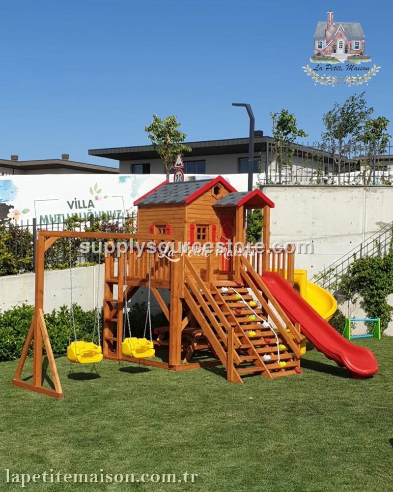 Painted Backyard Playset With Multiple Slides 2103