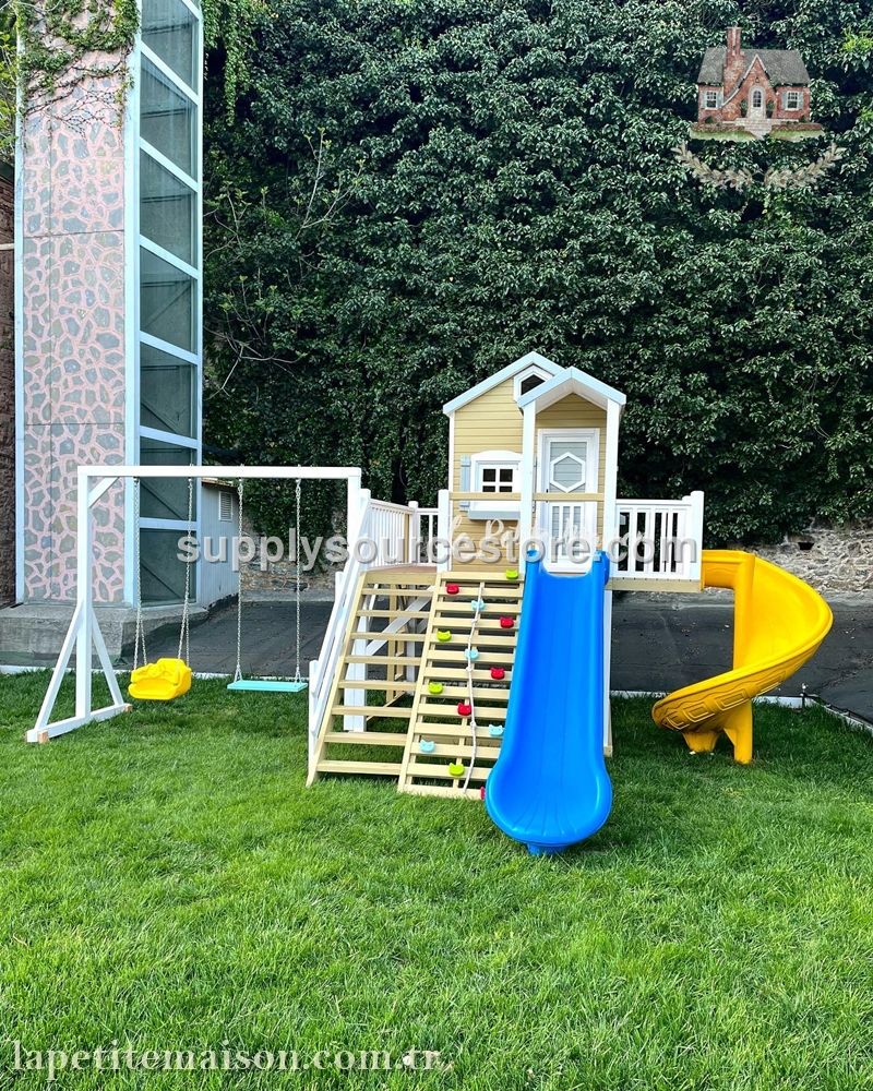 Painted Backyard Playset With Multiple Slides 2102