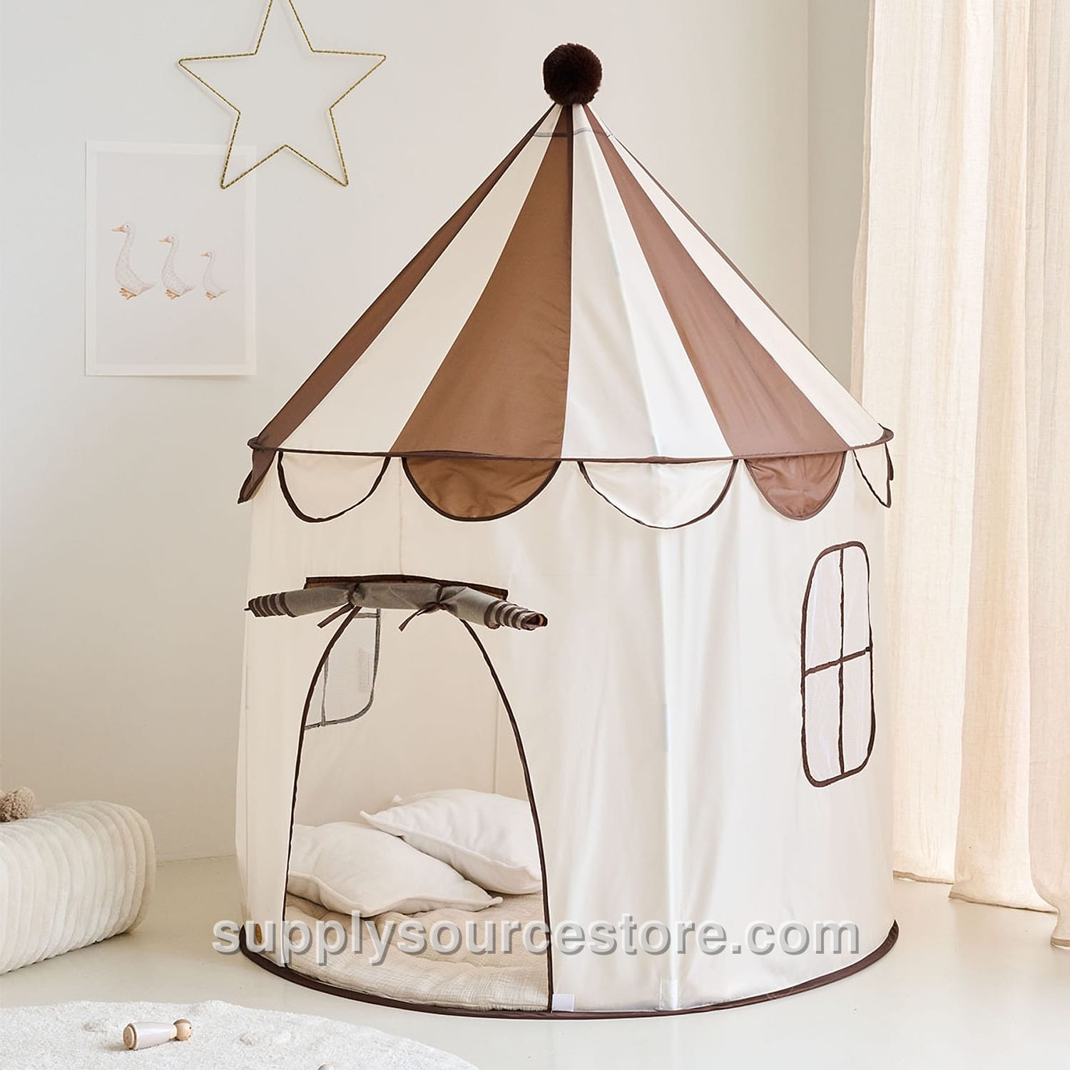 Kids Play Tent Pop‑Up «Cocoa» – Beige and Brown