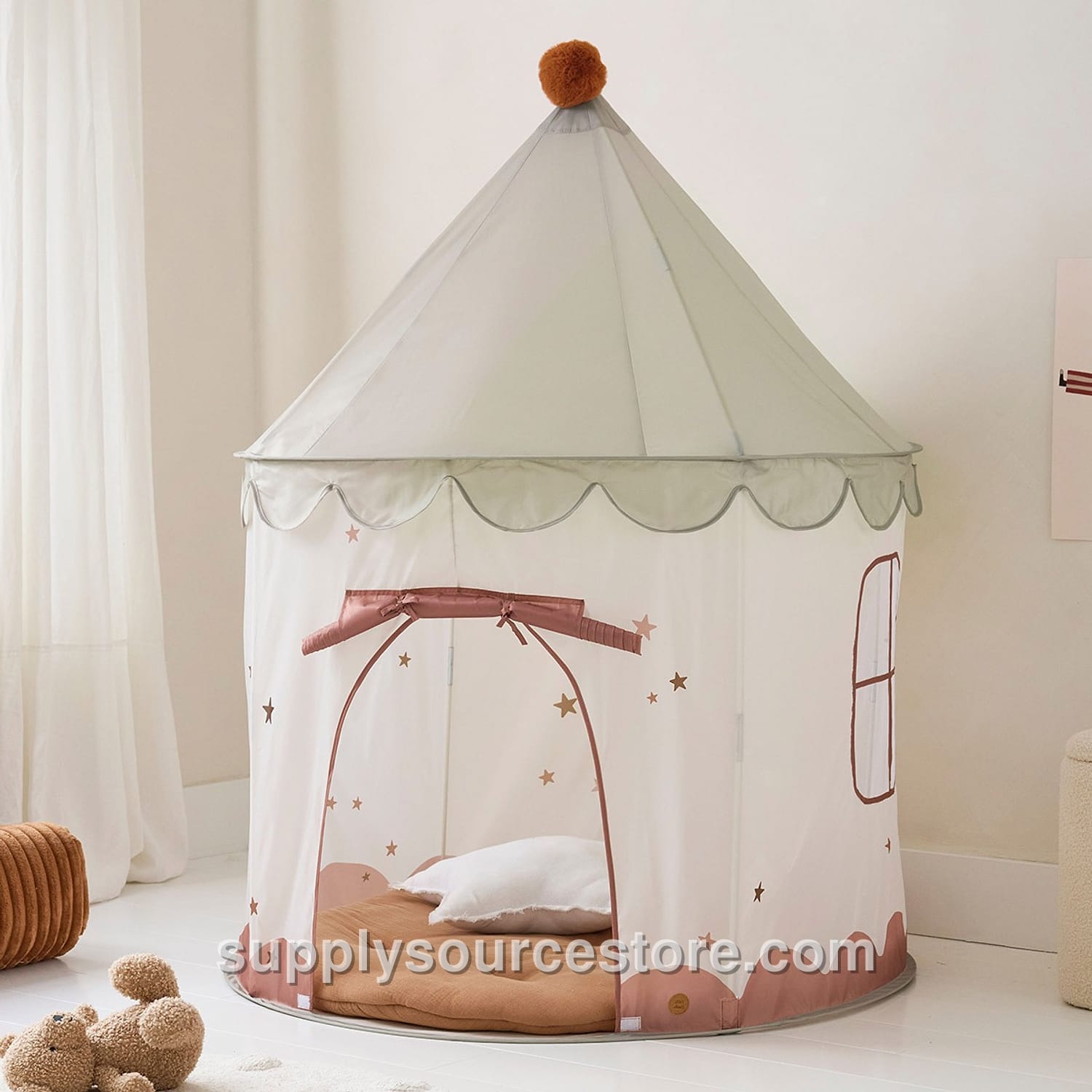 Kids Play Tent Pop‑Up «Légende» – Beige and Green