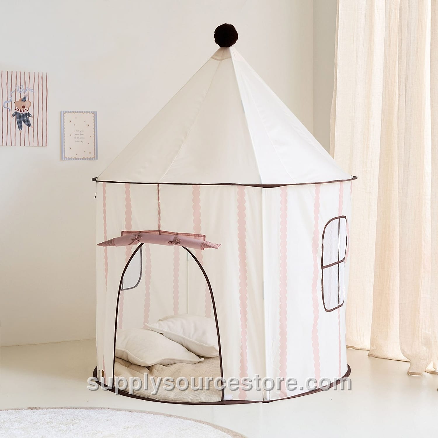 Kids Play Tent Pop-Up «Lune» | Beige and Pink