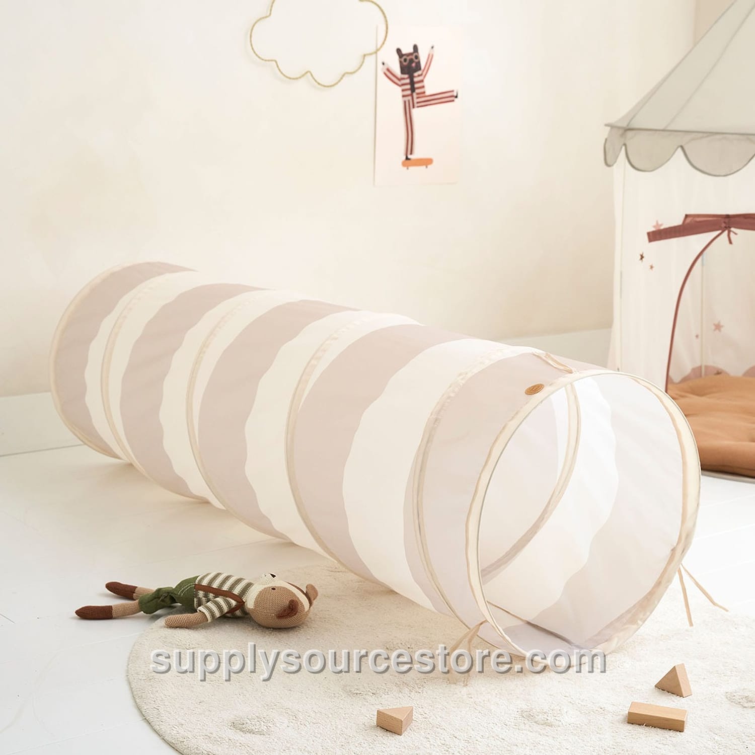 Play tunnel «Lune» | Beige and taupe