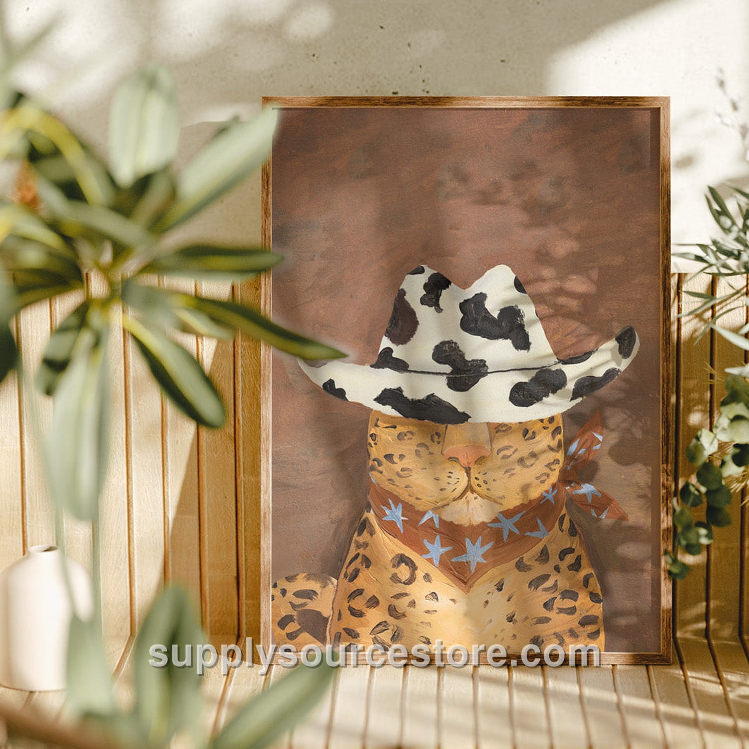 Howdy Leopard Cowboy Art Print