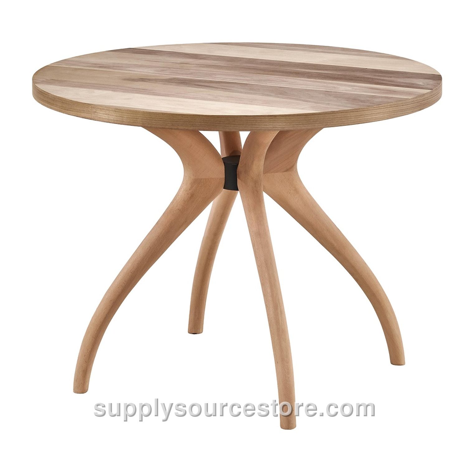 90 Cm (35.4 in) Walnut Veneer 4-Piece Round Table
