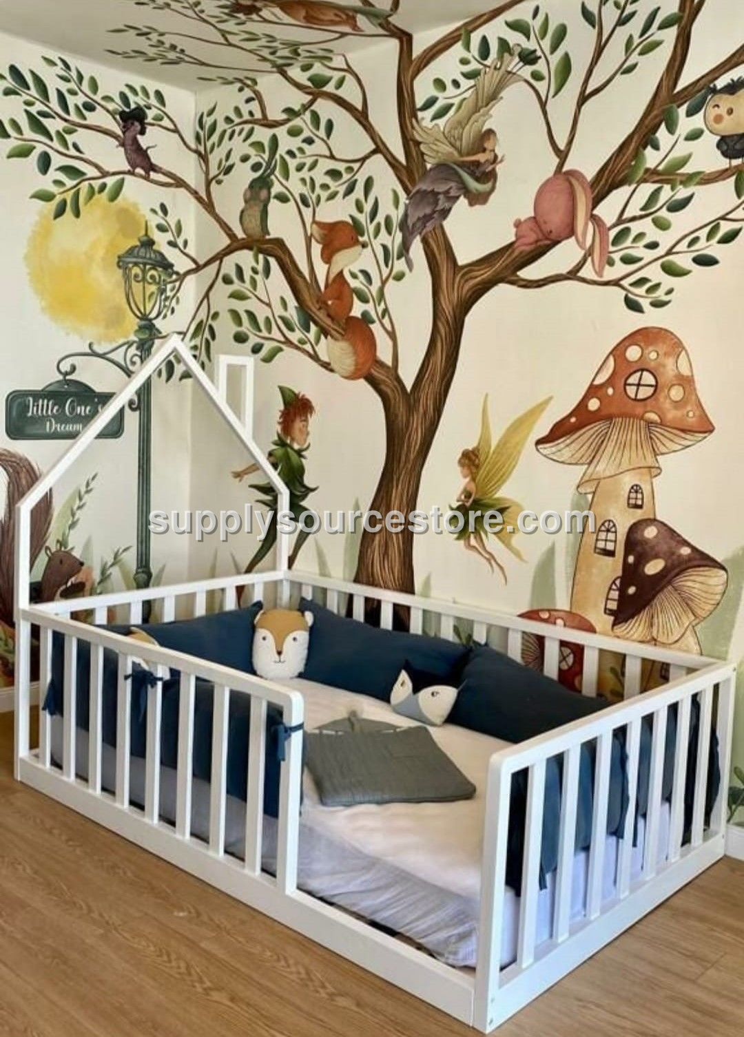 Snowy Solid Wood Bed Frame