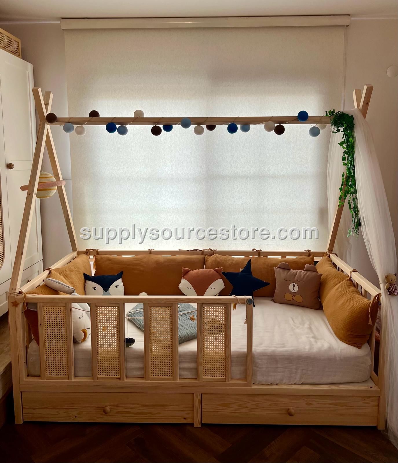 Sorbe Teepee Roofed With Drawers Solid Wood Bed Frame