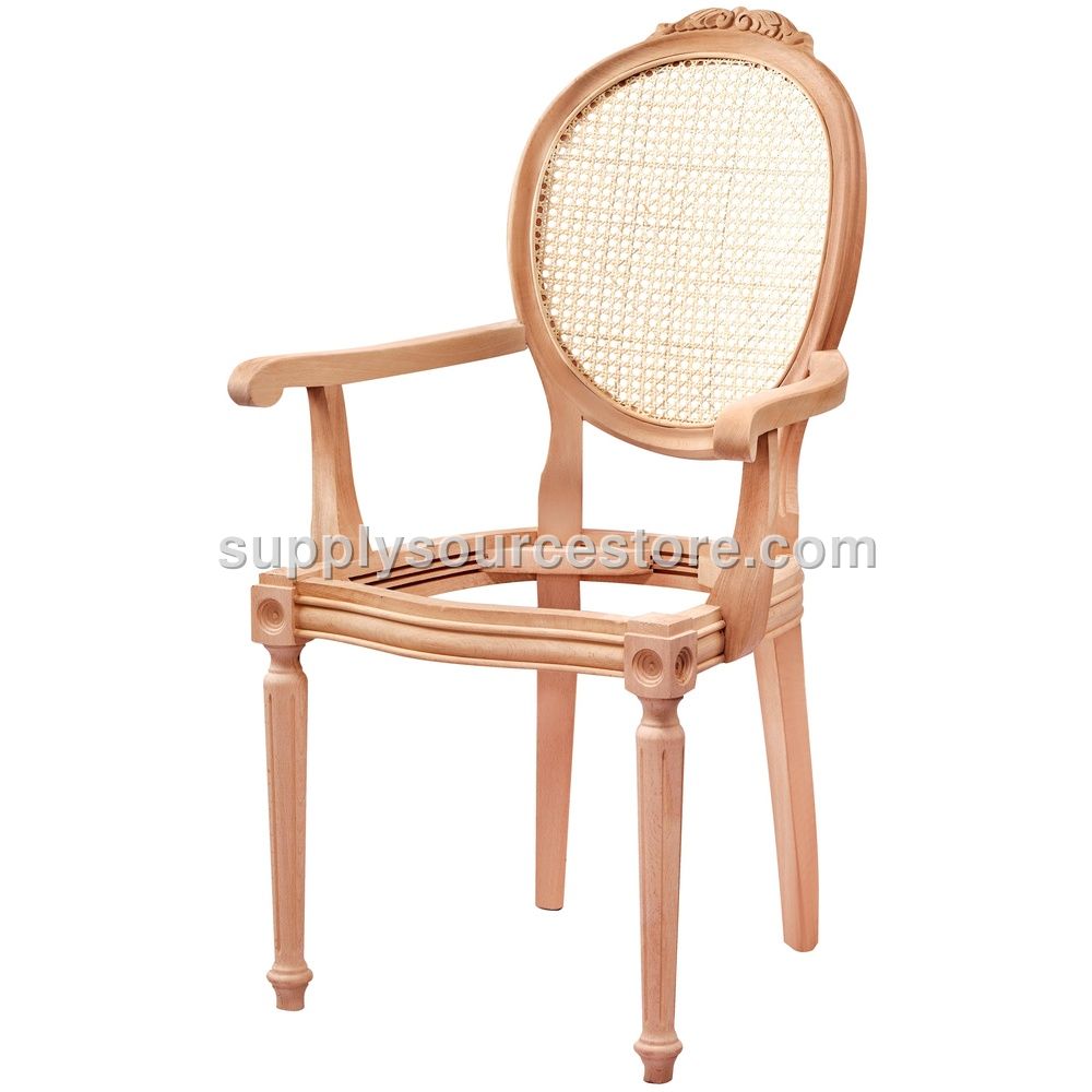 Rattan Strap Carved Handle Chair
