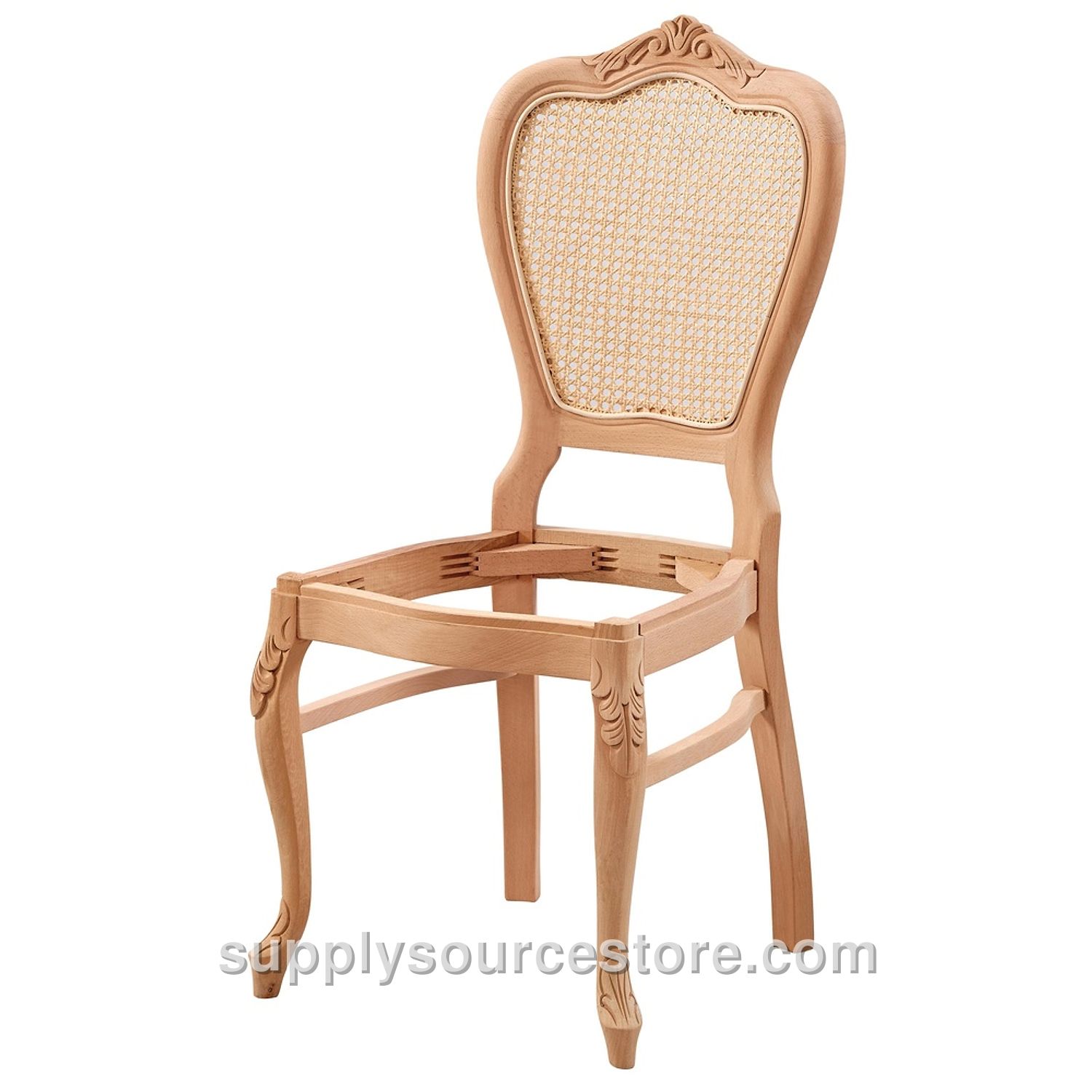 Wicker Leg Carved Chair