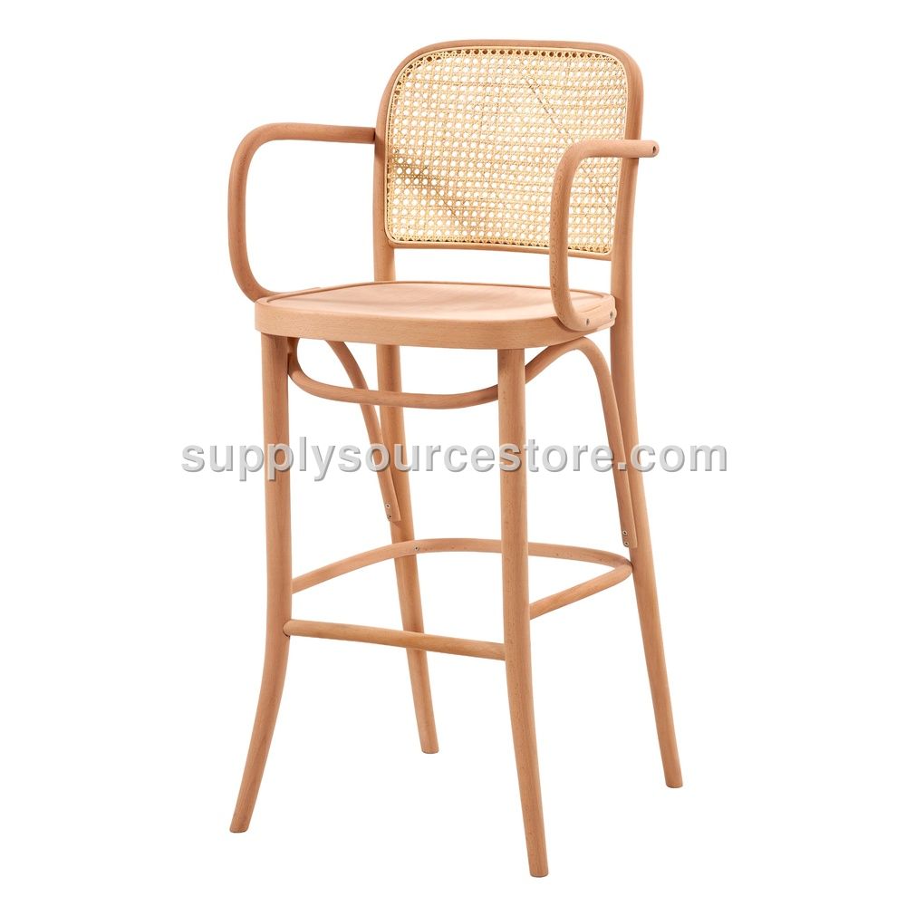 Wicker Honeycomb Arm Bar Stool