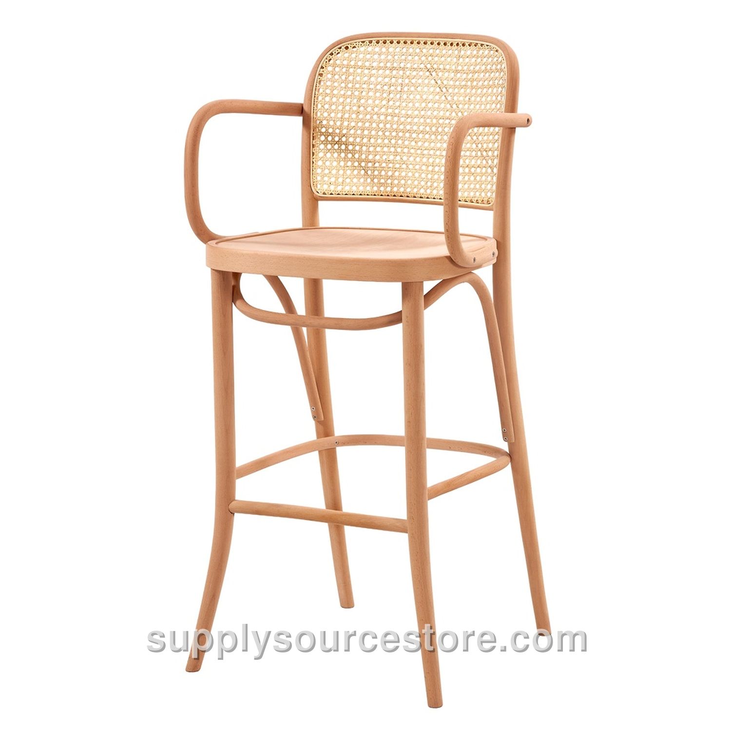 Honeycomb Pattern Bar Chair with Armrests