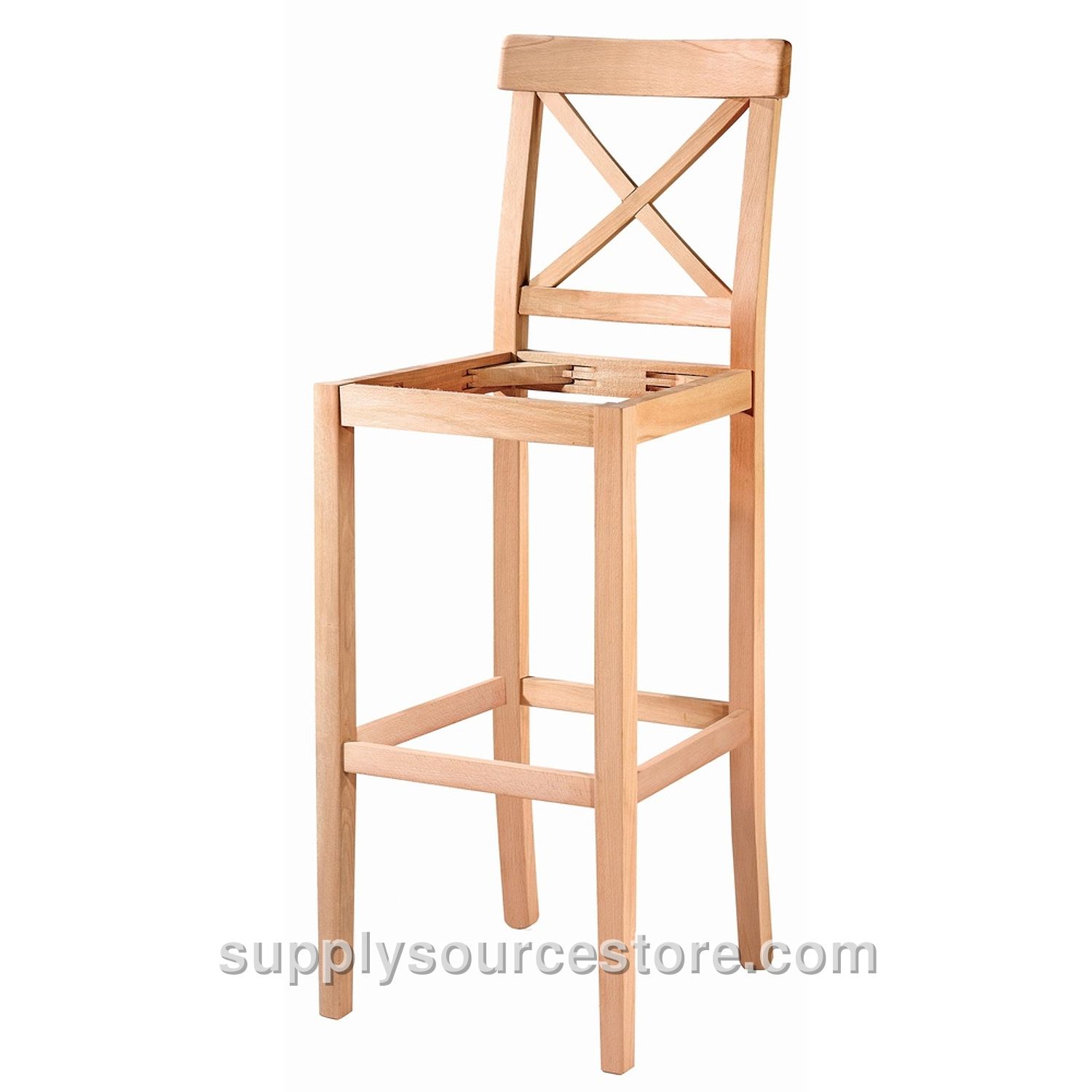 Cross-Pattern Upholstered Bar Chair