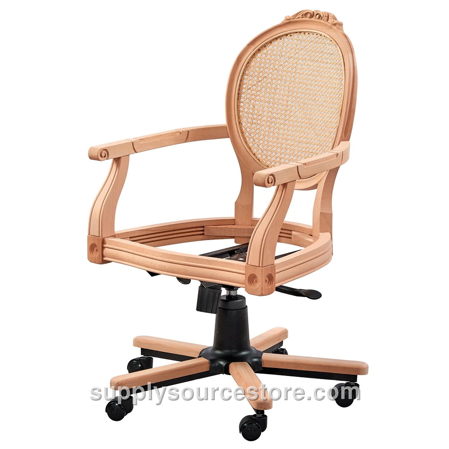 Wicker Medallion Carved Swivel Chair