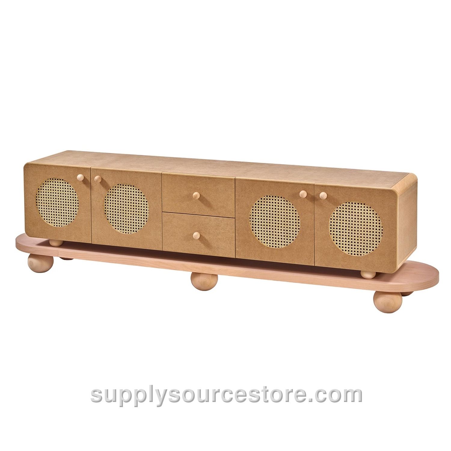 Wicker Drawer Round TV Stand