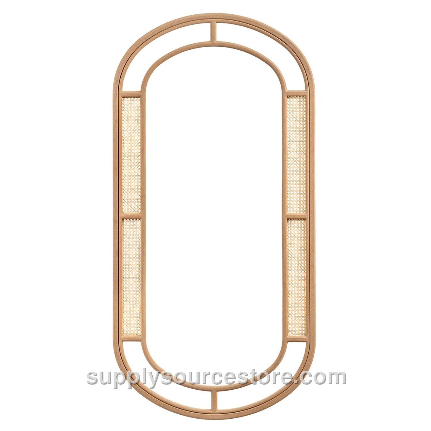 Wicker Bamboo Curved Tall Mirror