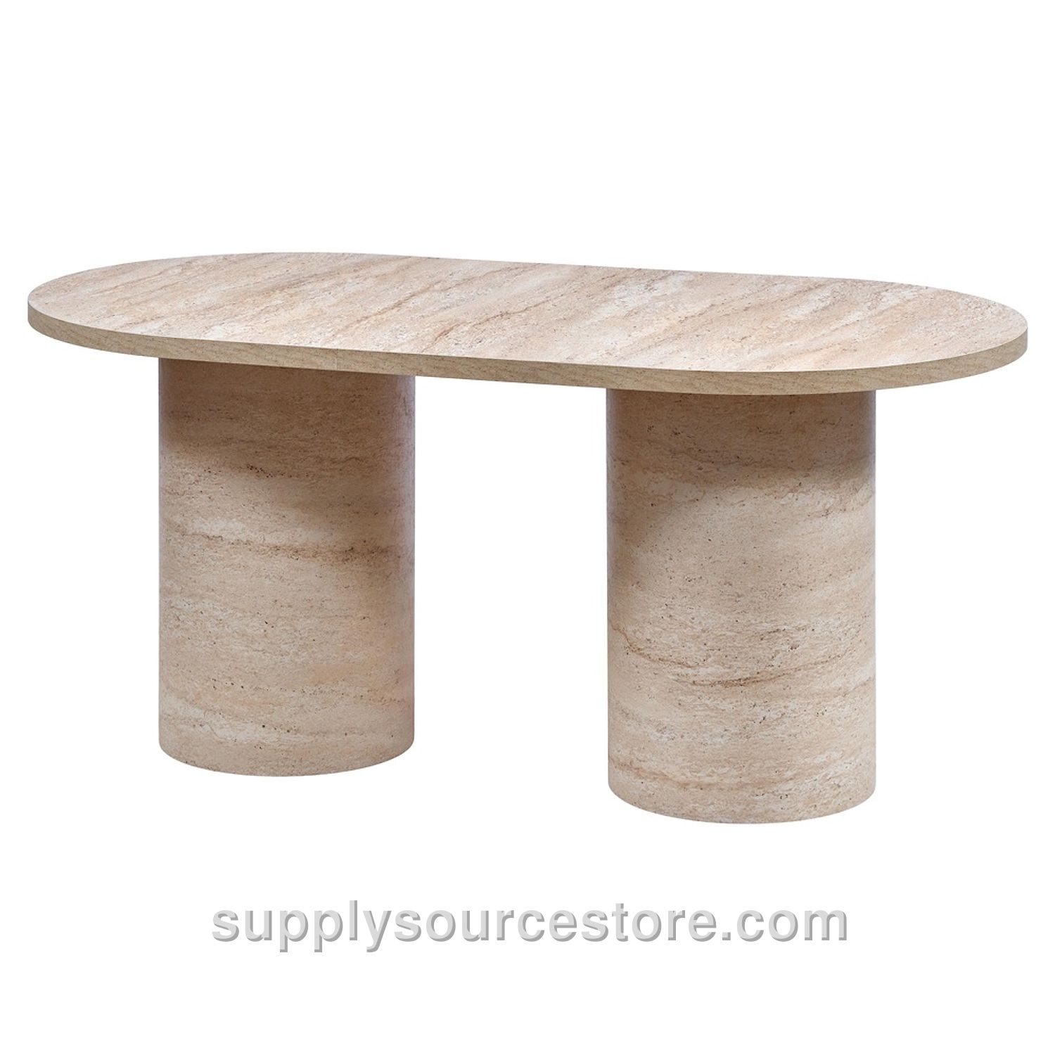 Travertine 200L Oval Cylinder Table