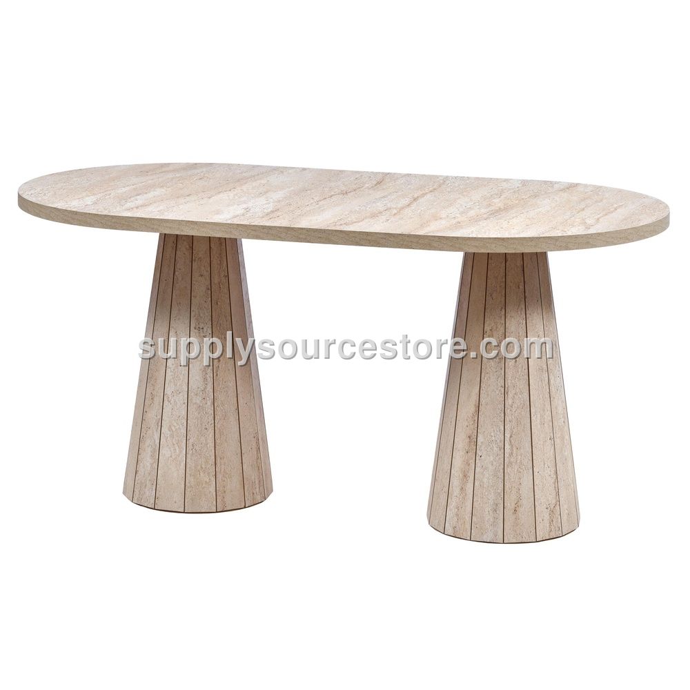 Traverten 180 Oval Line Table