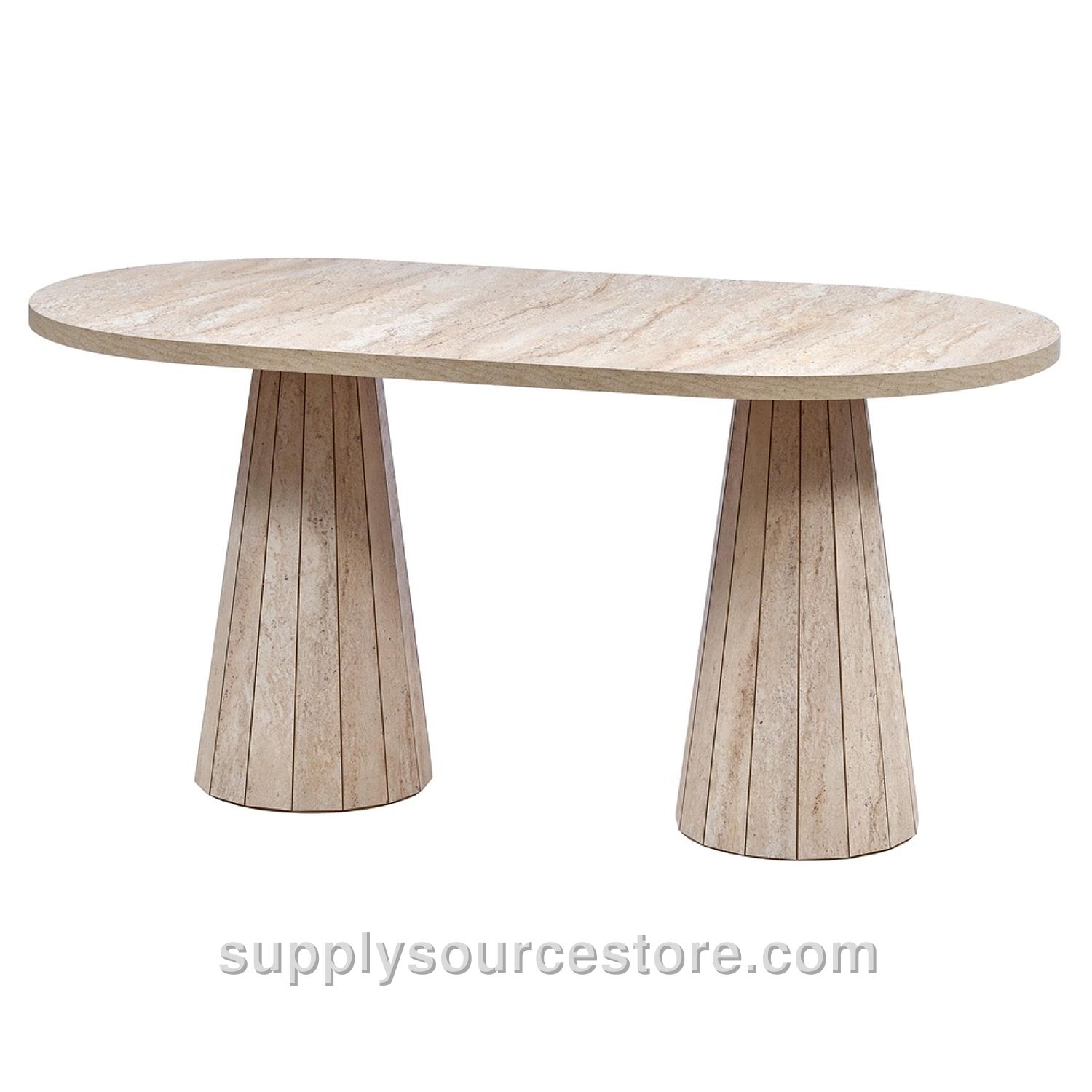 Travertine 180 Oval Line Table