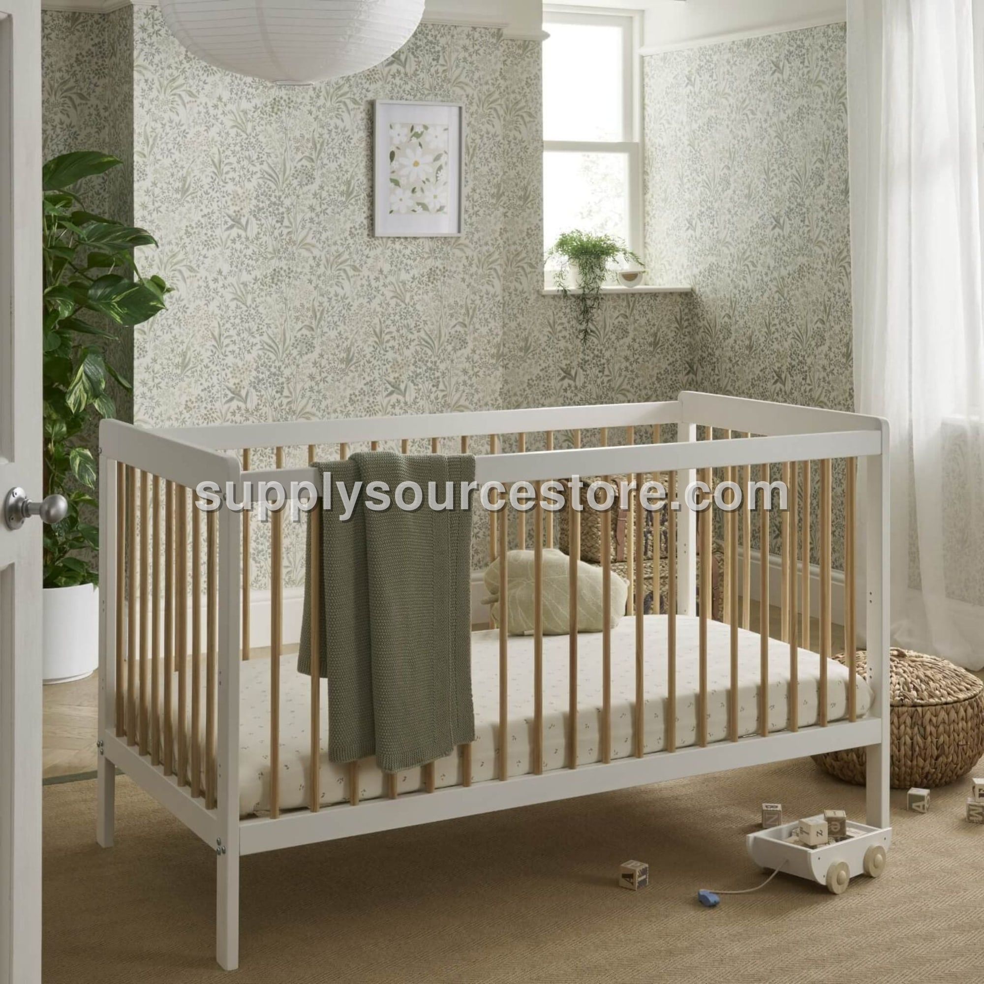 Nola Cot Bed - White & Natural