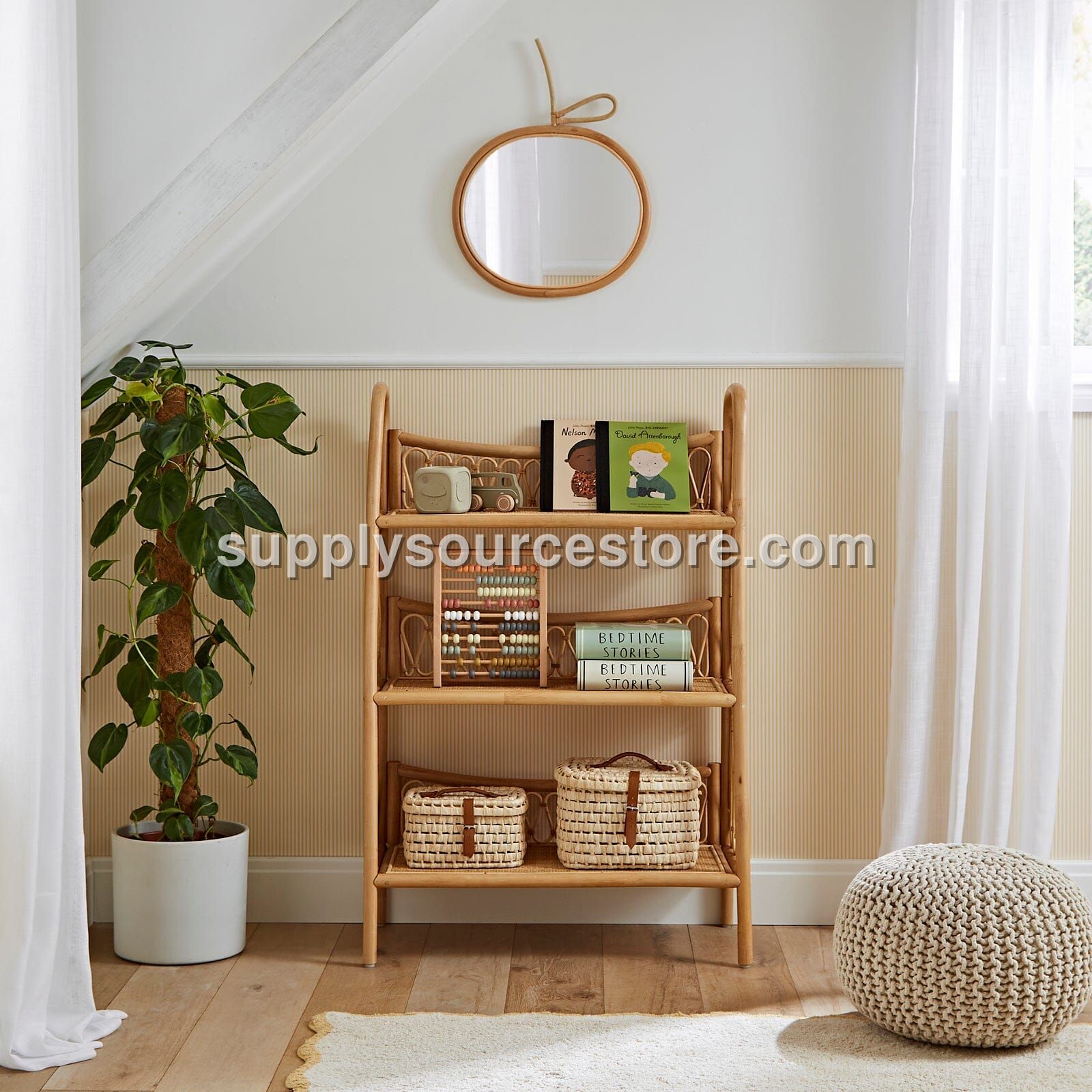 Cuddleco Aria 3 Tier Shelving Unit - Rattan