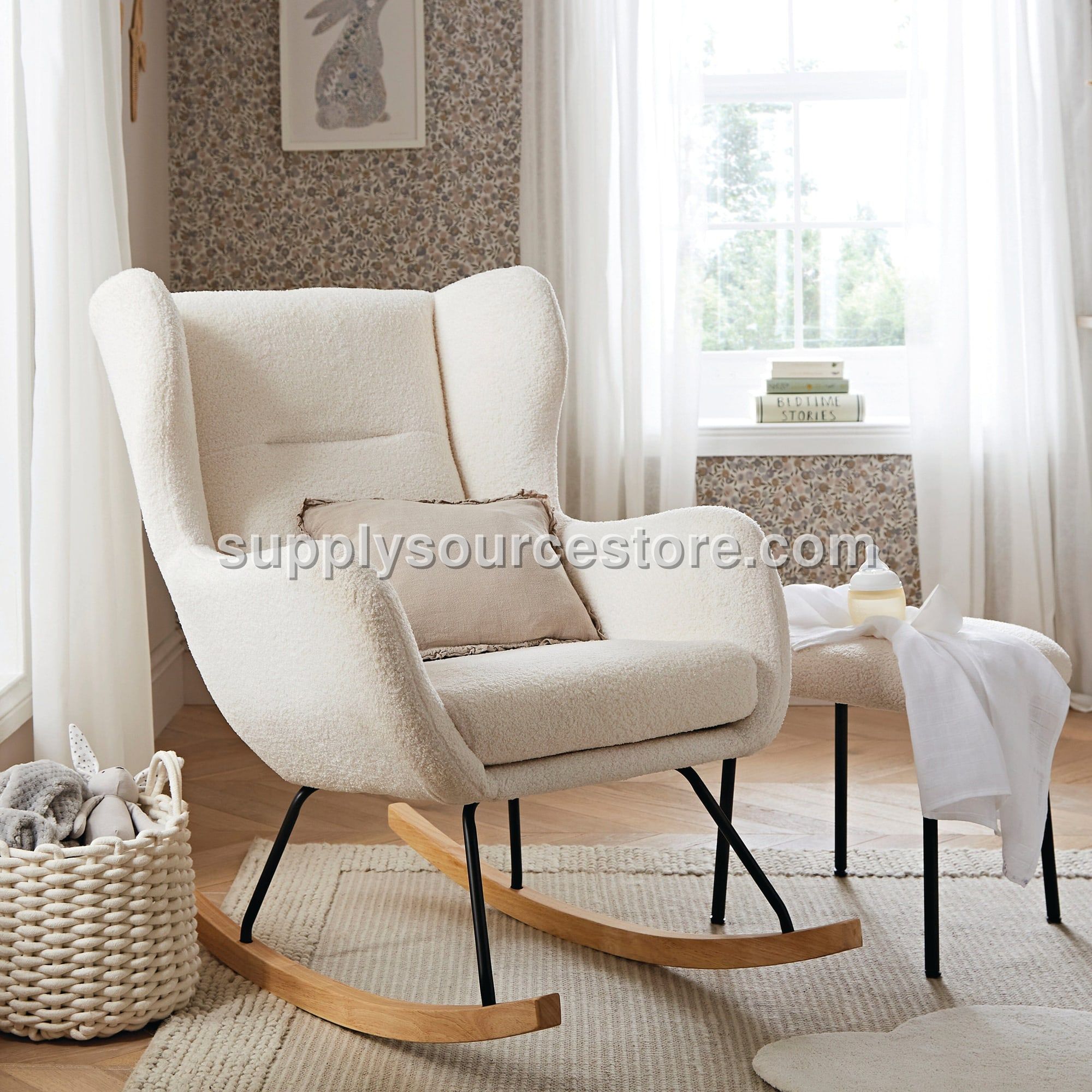 Marley Nursing Chair And Footstool - Teddy Off White