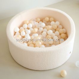 Ball pit round 90x30 incl. 200 balls | Off-White teddy