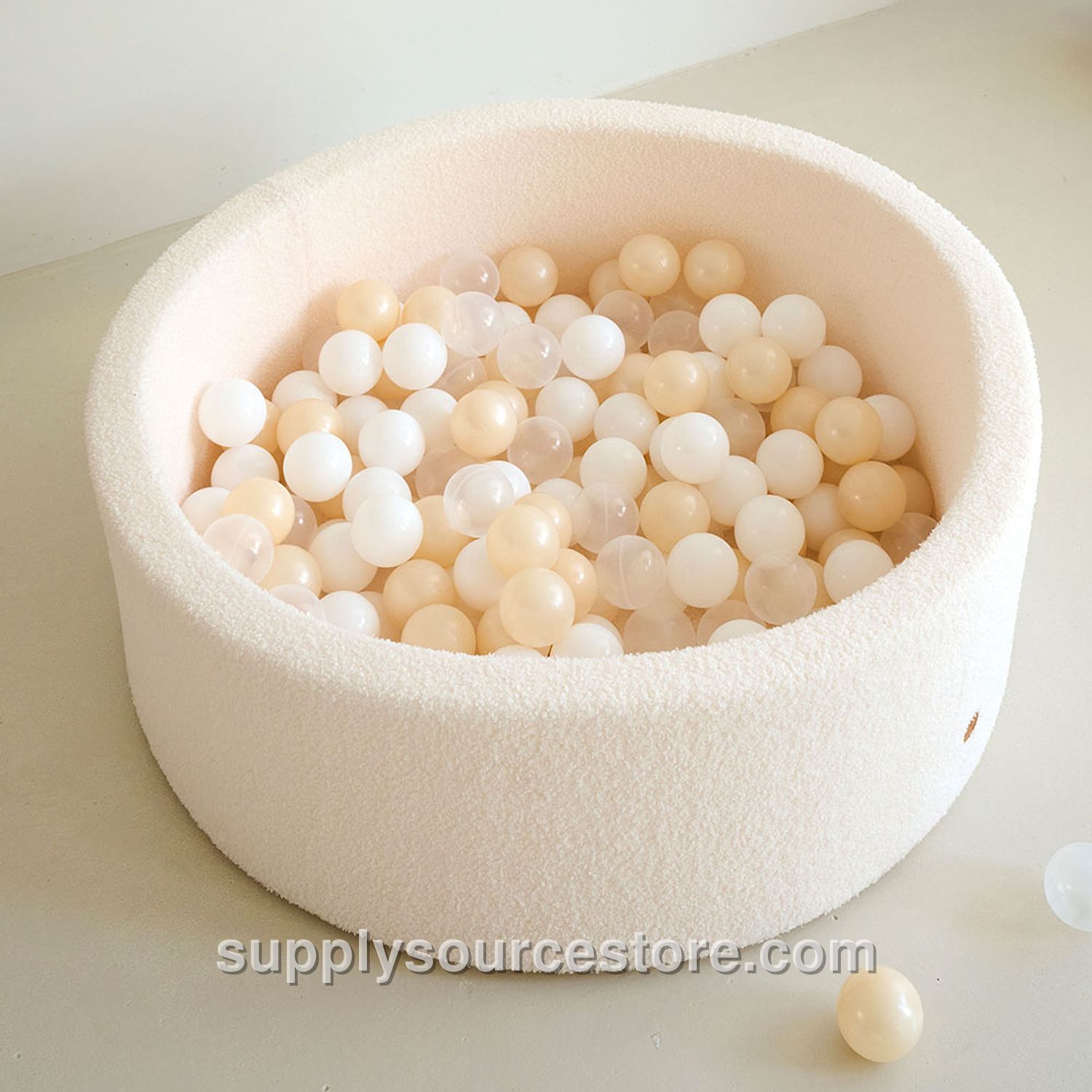 Ball pit round 90x30 incl. 200 balls | Off-White teddy