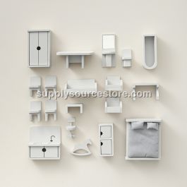 Wooden Dolls House Furniture 19-piece Set | Mint Grey