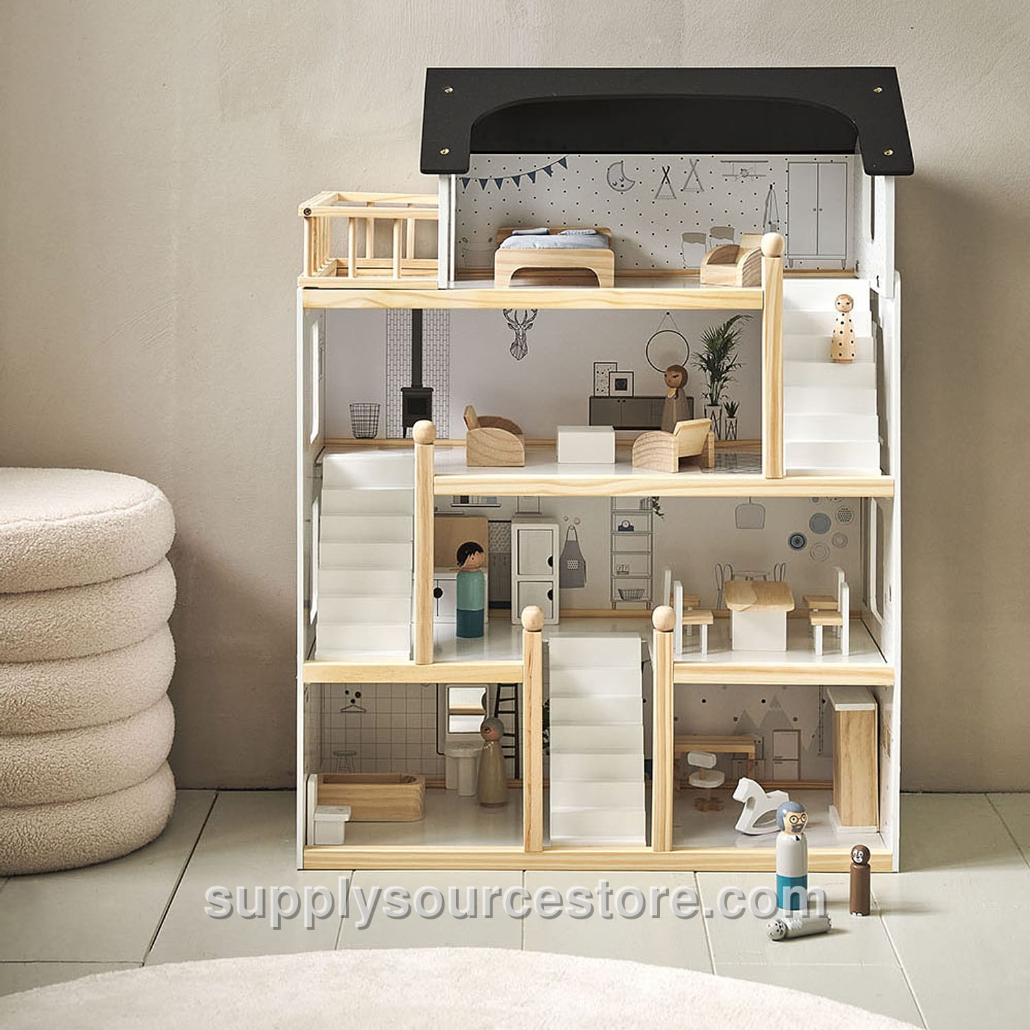 XL Wooden Doll House With Furniture Set | La Maison d'Amélie