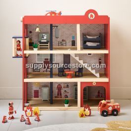 Wooden fire station «Pompier» | incl. 19 accessories | 87 cm (34.3 in) | | Red