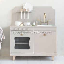 Wooden play kitchen «Sorbier» | Incl. 13-piece accessory set | Taupe