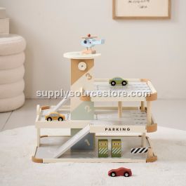 Wooden toy garage | «Miel» | incl. elevator & accessories