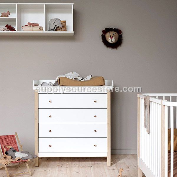 Wood 4 Drawer Nursery Dresser & Changer - White/Oak