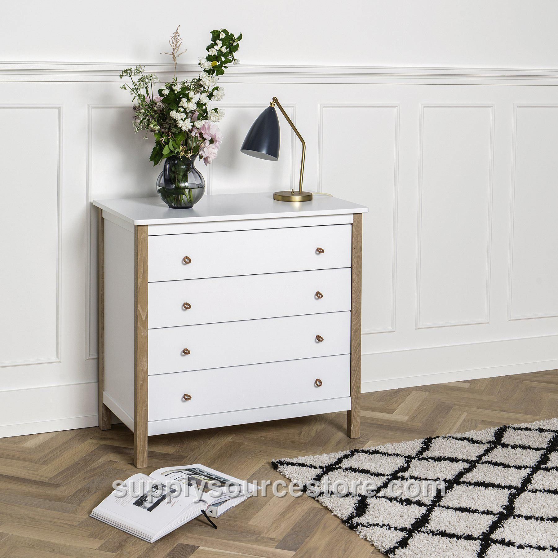 Wood 4 Drawer Dresser - White/Oak
