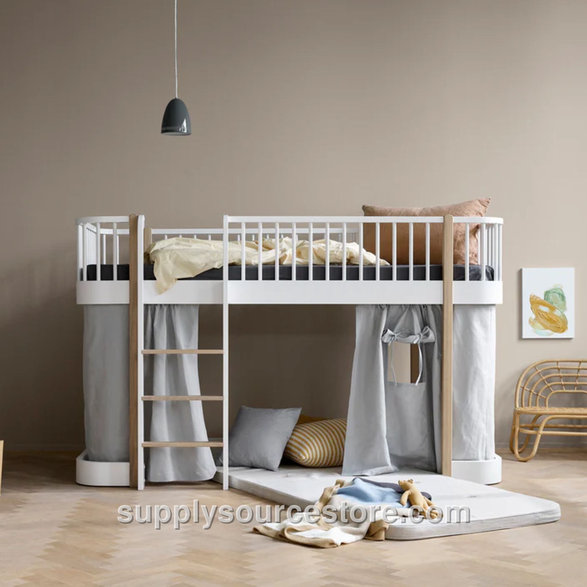 Wood Original Low Loft Bed - White/Oak