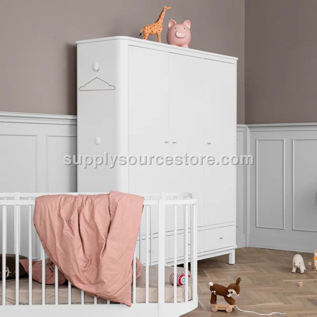 Wood Triple Wardrobe - White