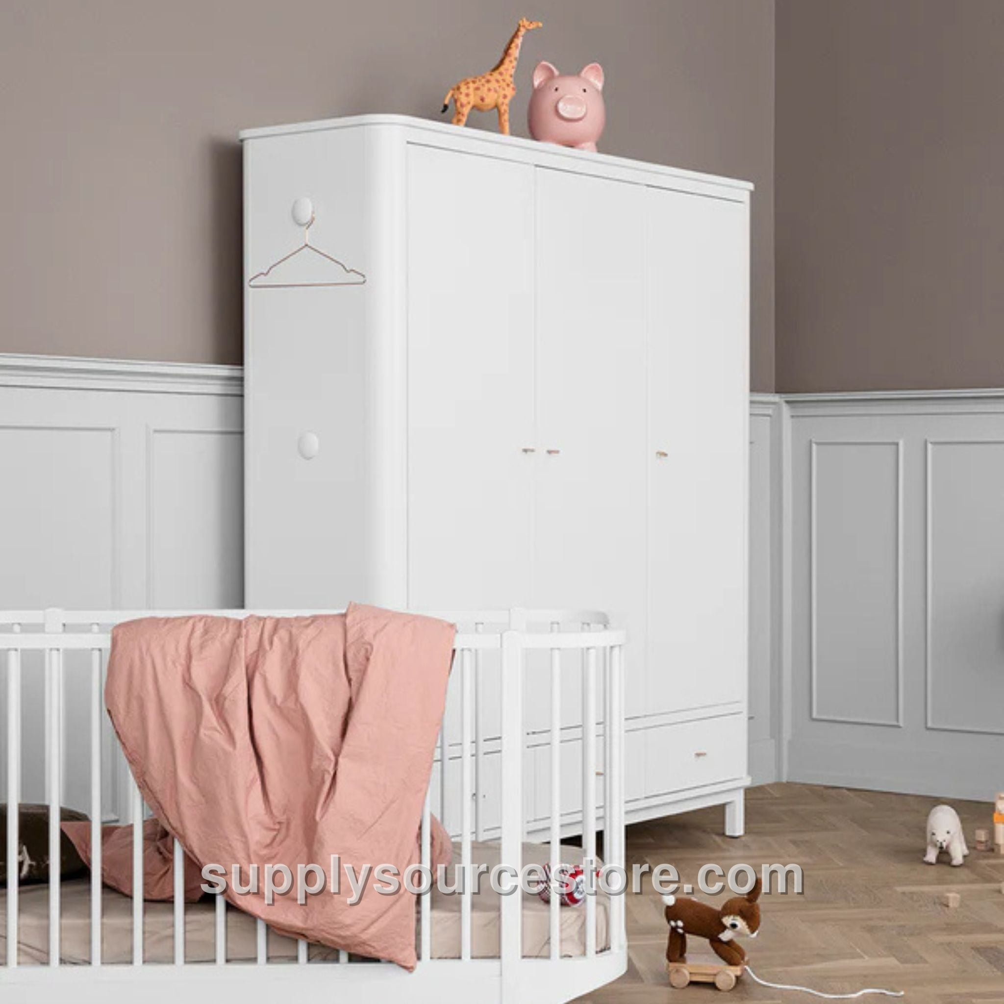 Wood Original Triple Wardrobe - White