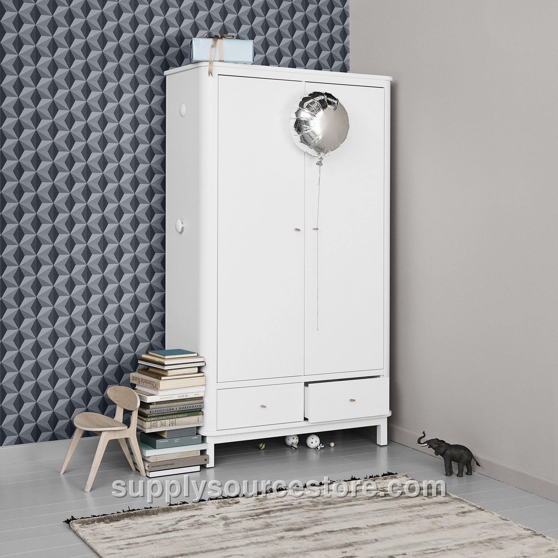 Wood Double Wardrobe - White