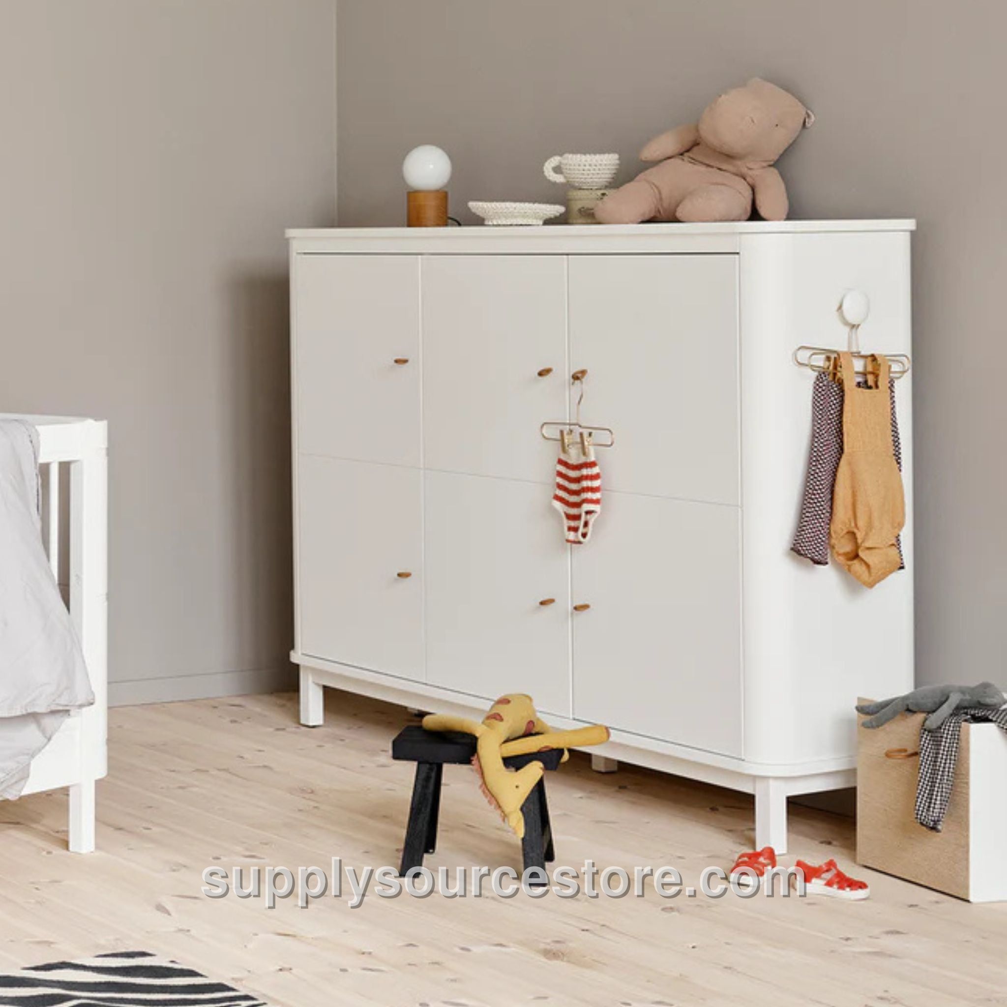 Wood Multi Cupboard 3 Doors - White