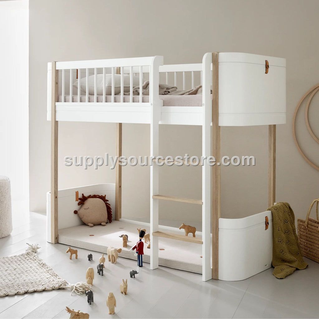 Oliver Furniture Wood Mini+ Low Loft Bed - White/Oak