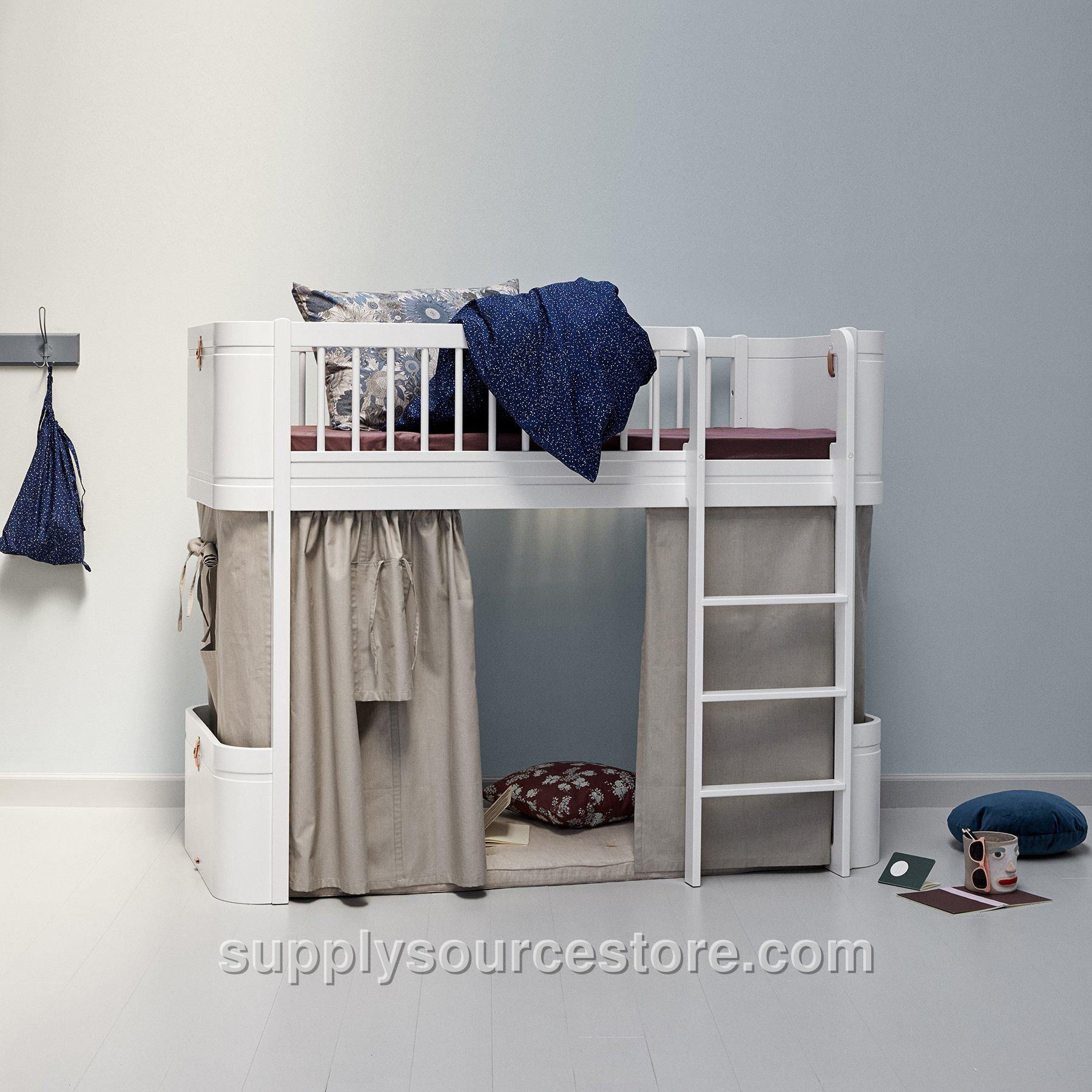 Wood Mini+ Low Loft Bed - White