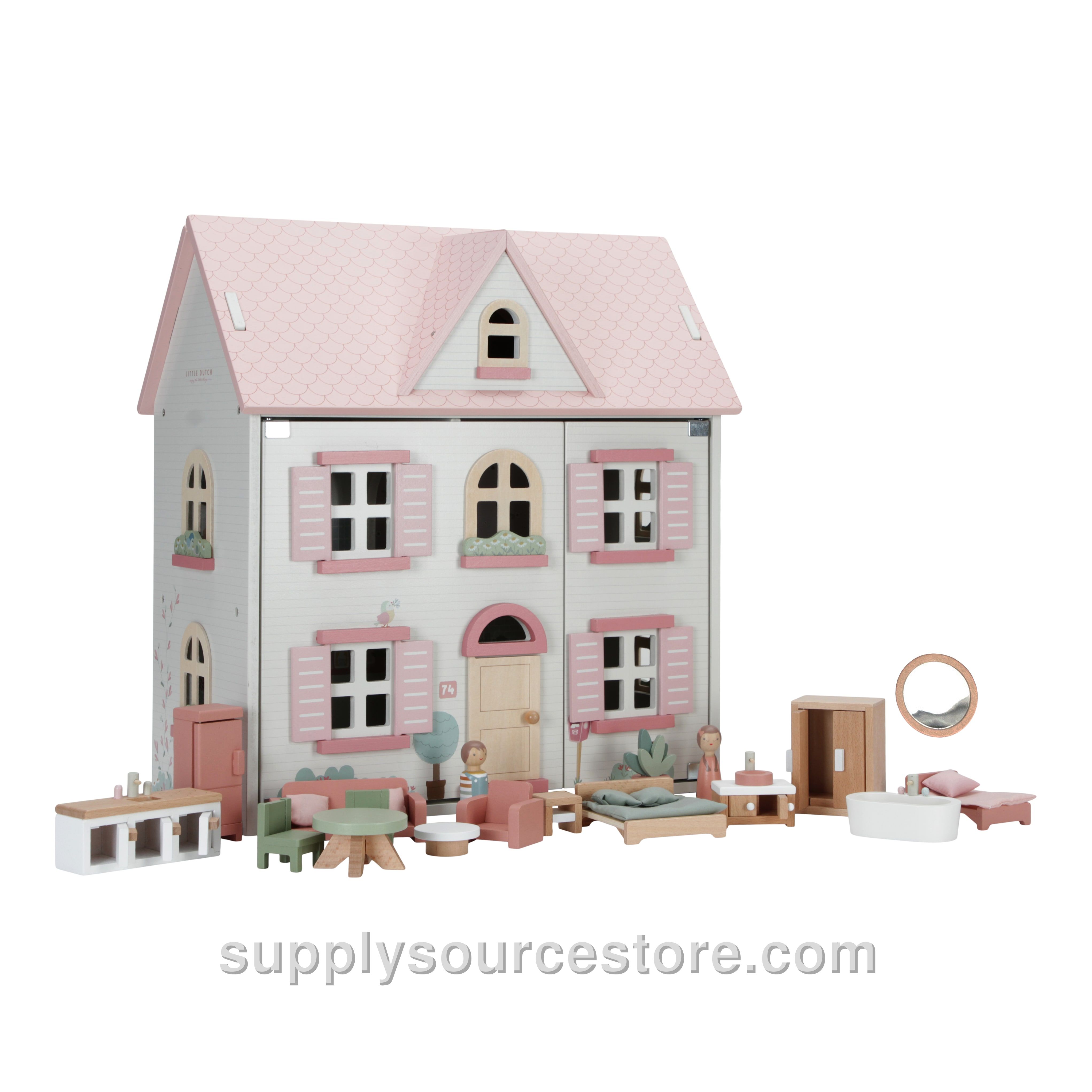 Wooden Dolls House With Furniture
