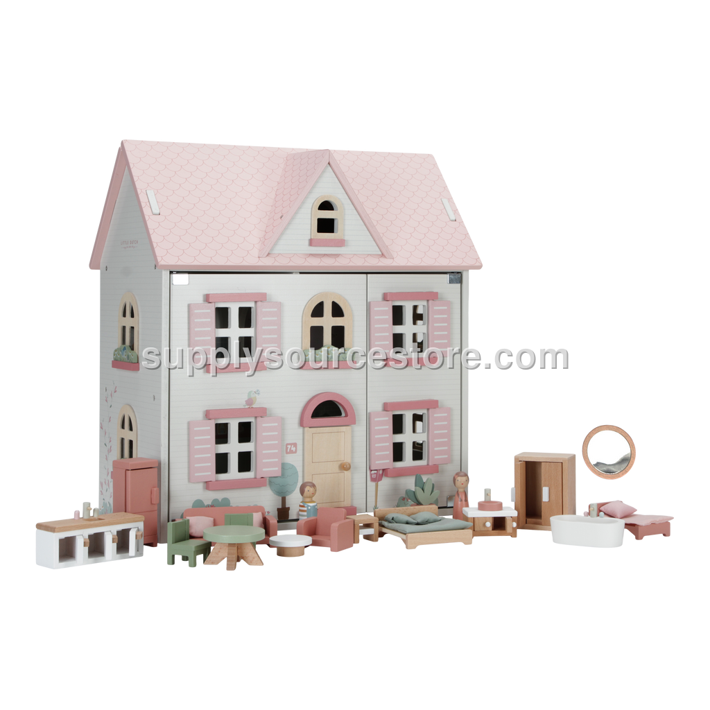 Wooden Dolls House With Furniture
