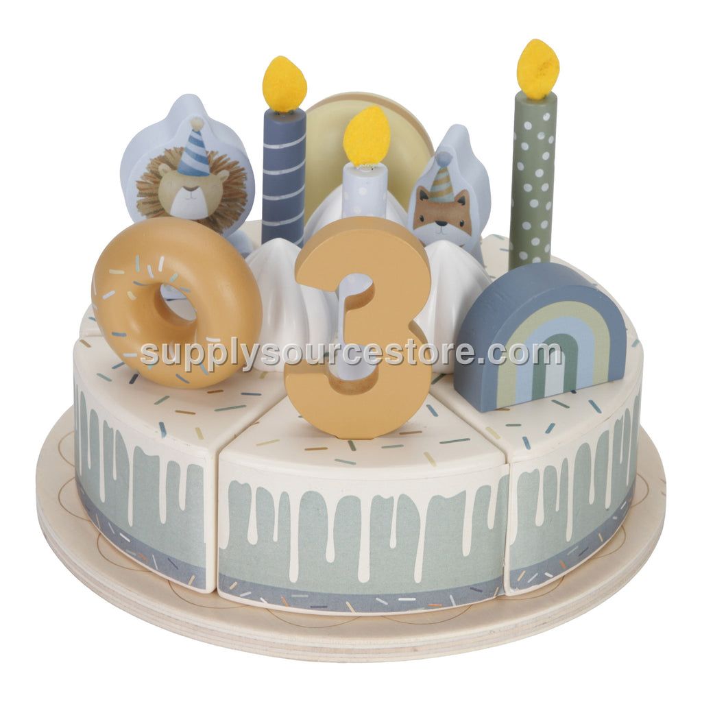 Wooden Birthday Cake - Blue