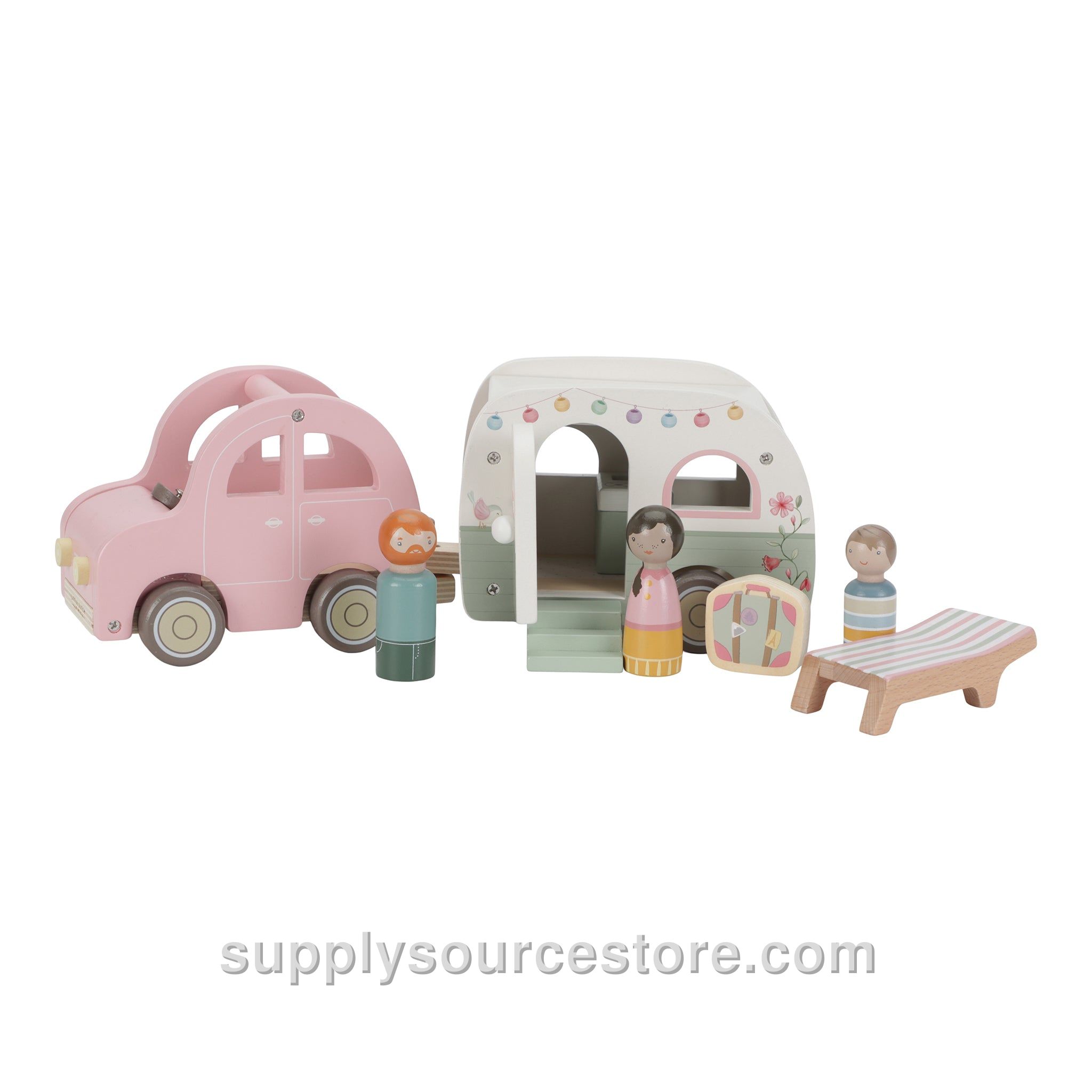 Wooden Toy Car & Caravan