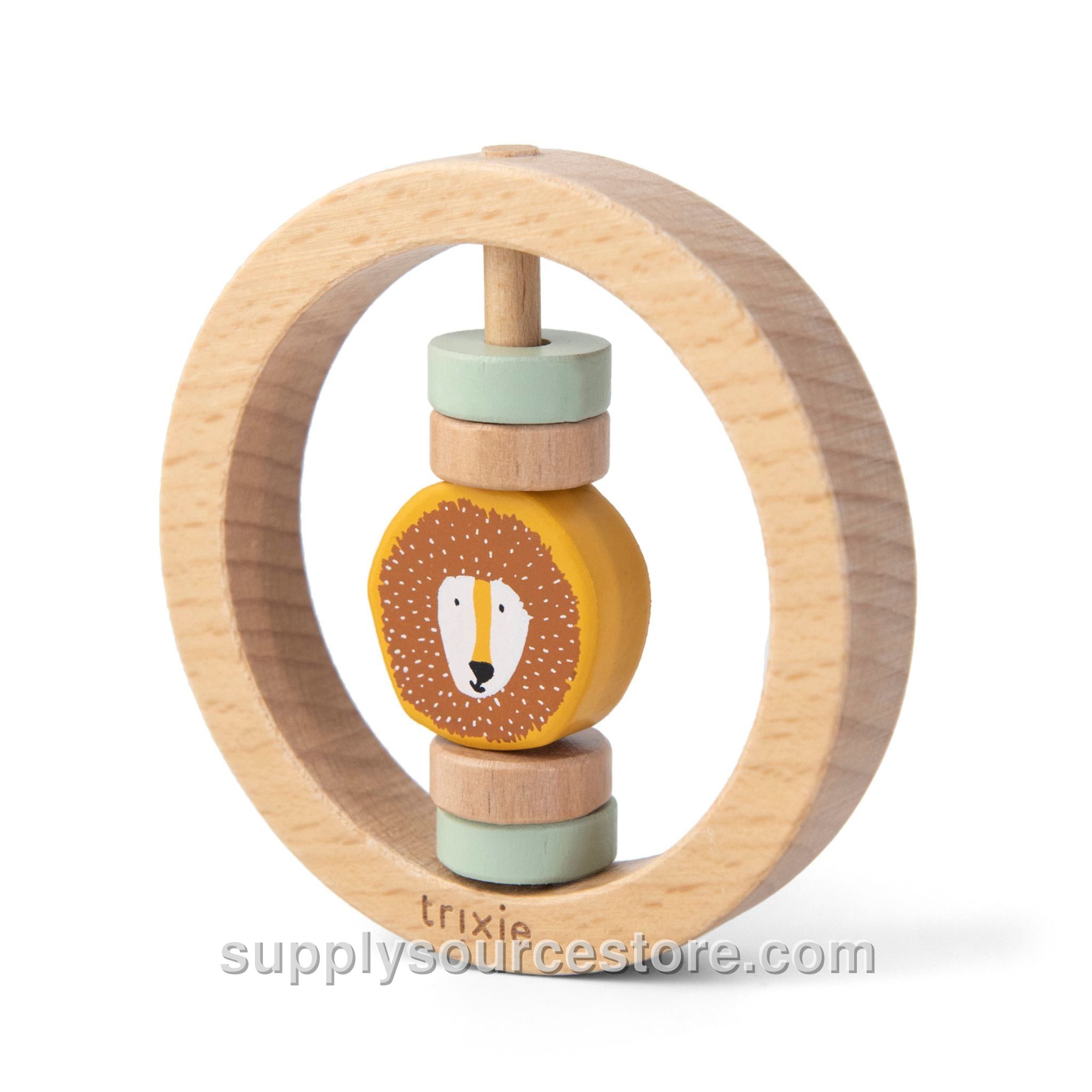 Wooden Round Rattle - Mr. Lion