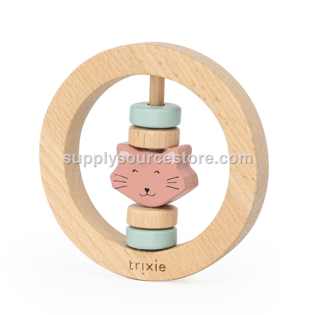 Wooden Round Rattle - Mrs. Cat