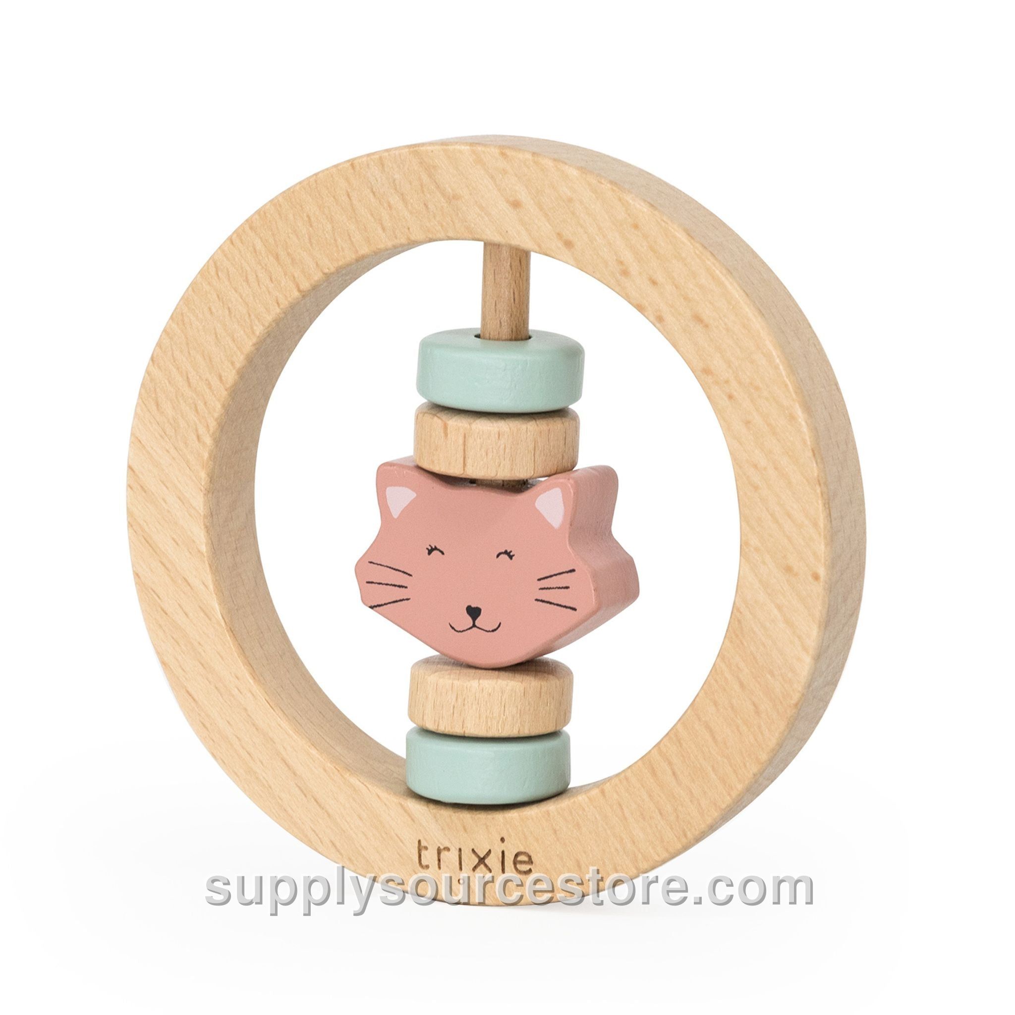 Wooden Round Rattle - Mrs. Cat