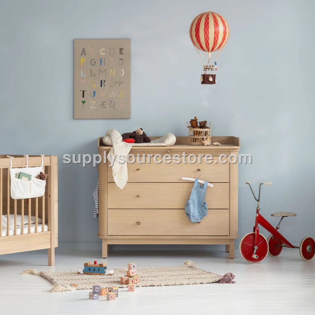 Wood 3 Drawer Nursery Dresser & Changer - Oak