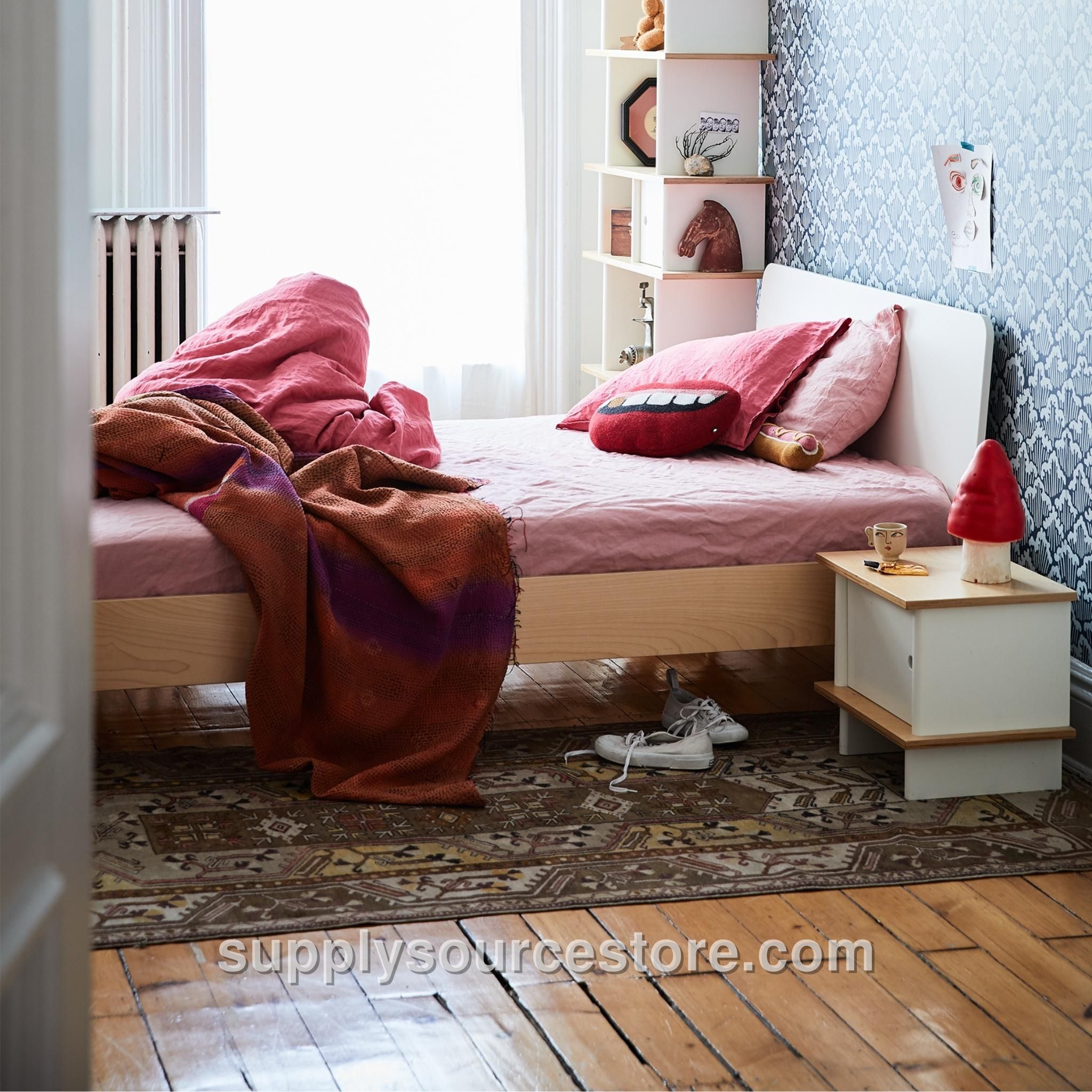 River Single Bed - White/Birch